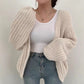 Solid Color Balloon Sleeve Knit Cardigan Sweater Jacket