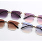 Frameless Trimming Sunglasses Metal Hollow Gradient Color Sunglasses