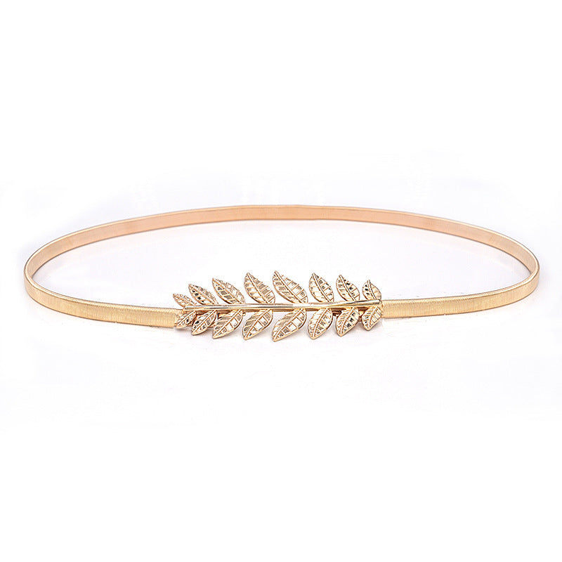 Fashionable Golden Leaf Elastic Waist Chain Decoration