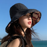 Double-sided Wear Big Brim Fisherman Hat Outdoor Sun Protection Pure Cotton Breathable