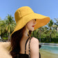 Japanese Solid Color Big Brim Fisherman's Hat Women's Spring And Summer Foldable Sun Hat Sunscreen Shading