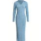 Women's Knitted Slim Lapel Long Sleeve Dress