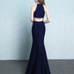 Bride toast clothing new fashion long red fishtail hanging neck wedding banquet evening dress