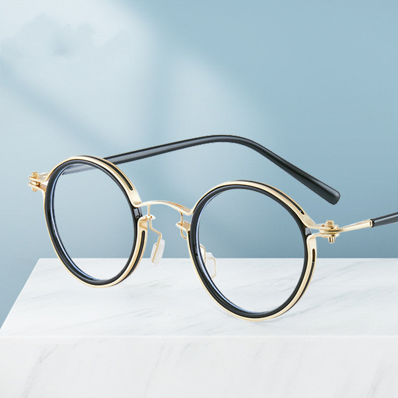 Round Frame Myopia Retro Plain Mirror