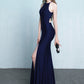 Bride toast clothing new fashion long red fishtail hanging neck wedding banquet evening dress