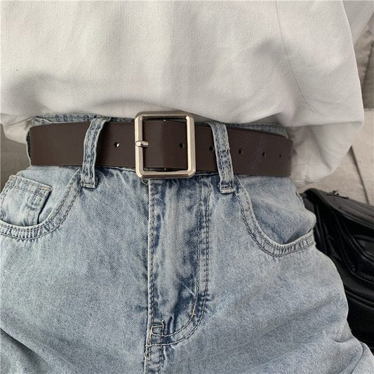 New style ladies belt with square buckle student belt