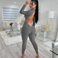 Women's Deep V-neck Long-sleeved Leggings