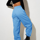 Women's High Waist Loose Track Pants Comfortable Jogger Casual Sweatshirt Pant Belt Pocket