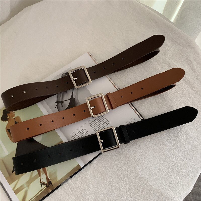 New style ladies belt with square buckle student belt