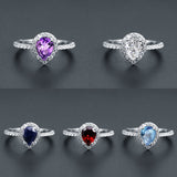 Fashion Simple S925 Sterling Silver Inlaid Gemstone Crystal Ring