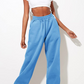 Women's High Waist Loose Track Pants Comfortable Jogger Casual Sweatshirt Pant Belt Pocket