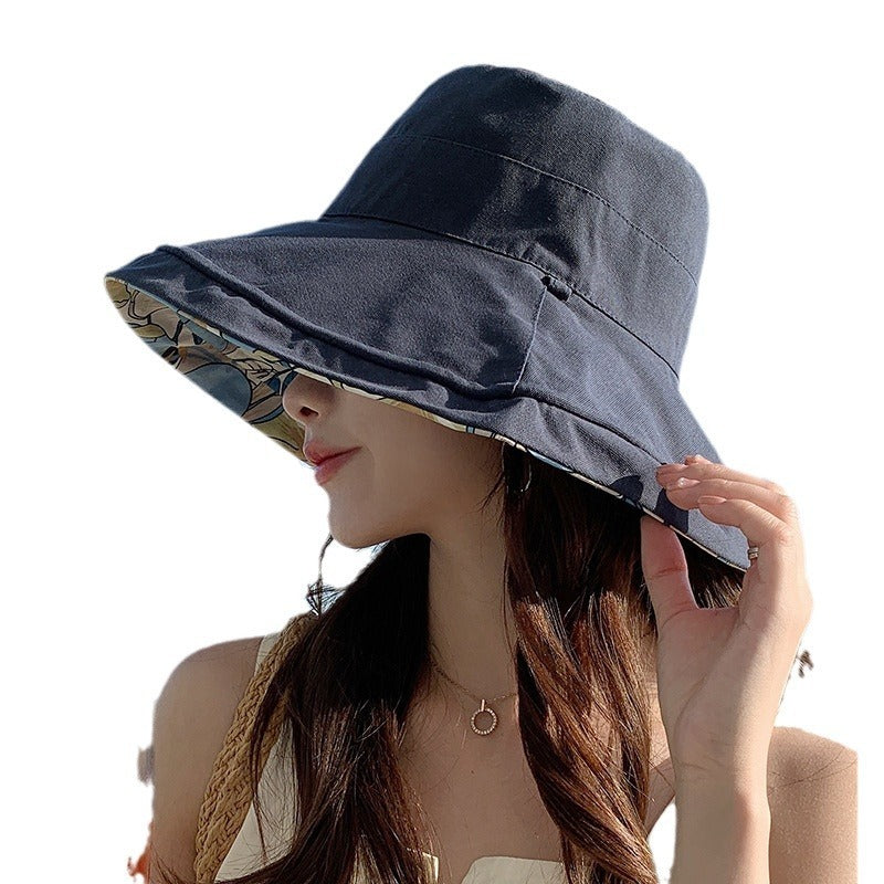 Double-sided Wear Big Brim Fisherman Hat Outdoor Sun Protection Pure Cotton Breathable