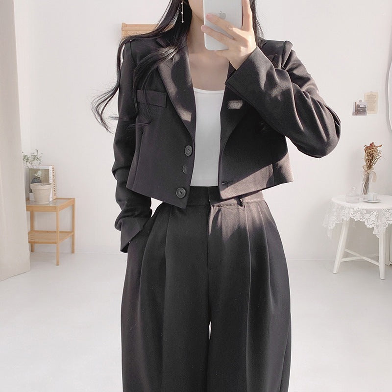 Women's Minimalist French Collar Jacket And Pants