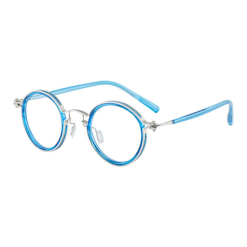 Round Frame Myopia Retro Plain Mirror