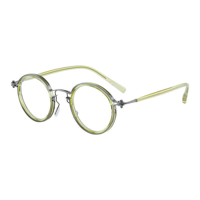 Round Frame Myopia Retro Plain Mirror