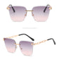 Frameless Trimming Sunglasses Metal Hollow Gradient Color Sunglasses