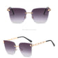 Frameless Trimming Sunglasses Metal Hollow Gradient Color Sunglasses