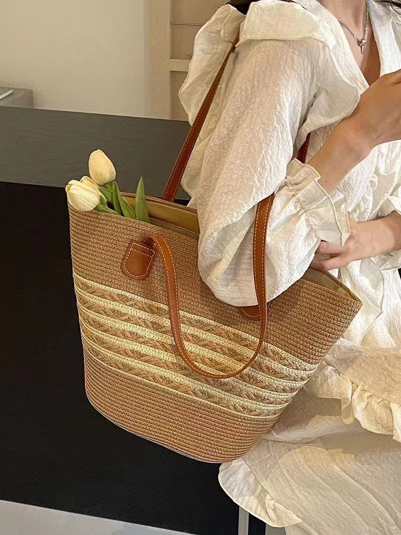 South Korea Vacation Style Raffia Woven Bag Large Capacity Totes