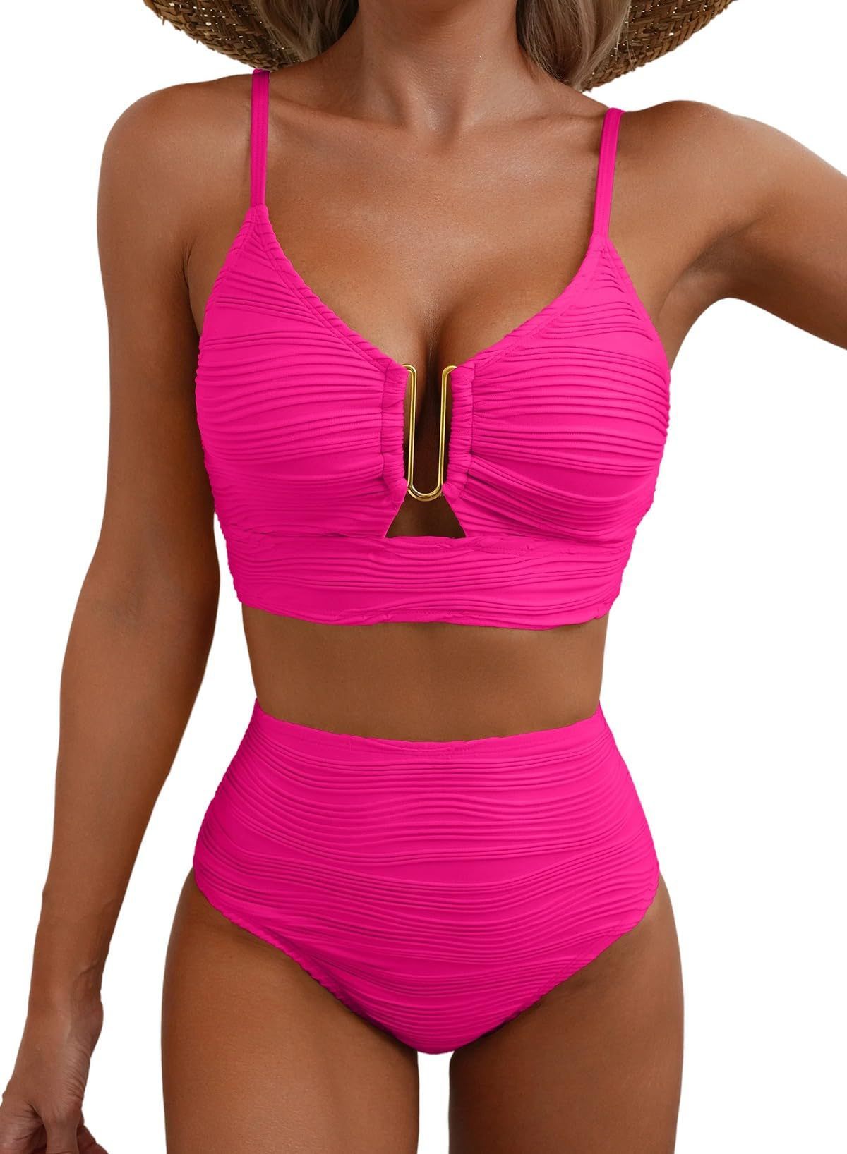 Bikini V-neck Hollow Swimsuit High Waist Women