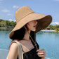 Japanese Solid Color Big Brim Fisherman's Hat Women's Spring And Summer Foldable Sun Hat Sunscreen Shading