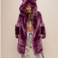 Faux Fur Coats Women Warm Long Sleeve Hooded Outwear