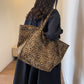 Large Capacity Leopard Print Canvas Tote Bag