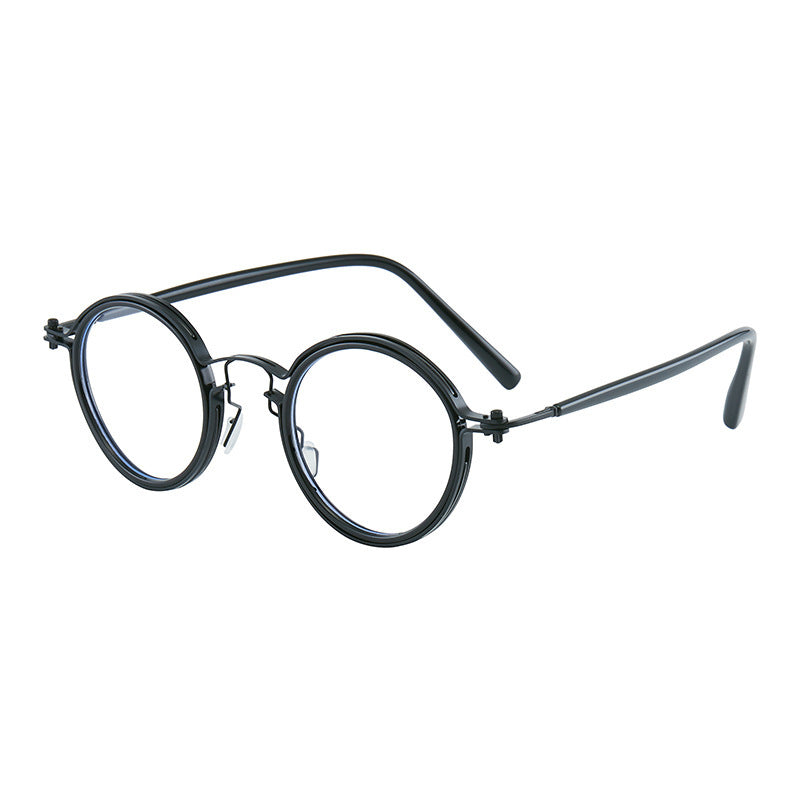 Round Frame Myopia Retro Plain Mirror