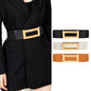 Women's Simple Temperament Elastic Wide Belt Metal Square Buckle Belt Suit Jacket Dress Multi-colored Casual Belt