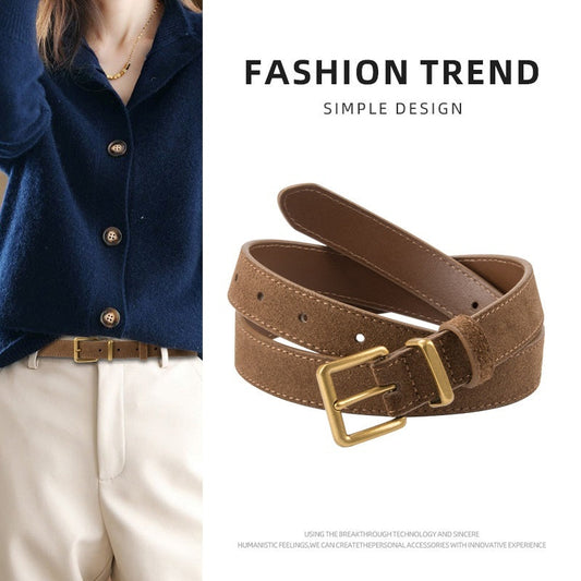 Suede Frosted Leather Women's Belt Cowhide Retro