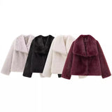 French Style Large Lapel Artificial Fur New Plush Coat