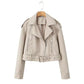 Fashionable Washed Faux Leather Motorcycle PU Zipper Jacket