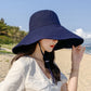 Japanese Solid Color Big Brim Fisherman's Hat Women's Spring And Summer Foldable Sun Hat Sunscreen Shading