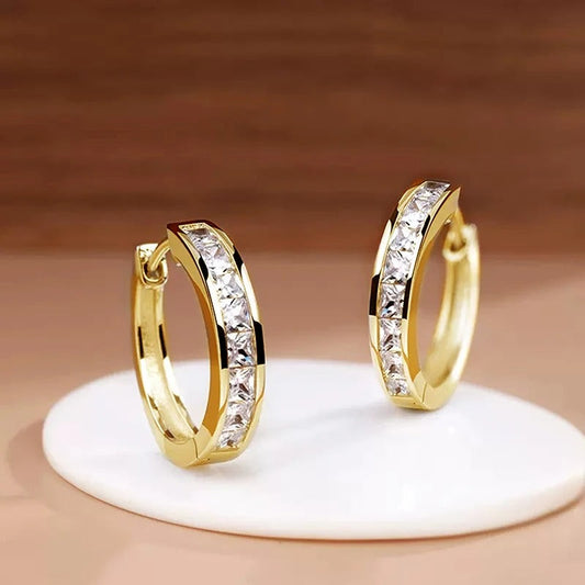 Moissanite Ear Clip Light Luxury Hoop Earrings